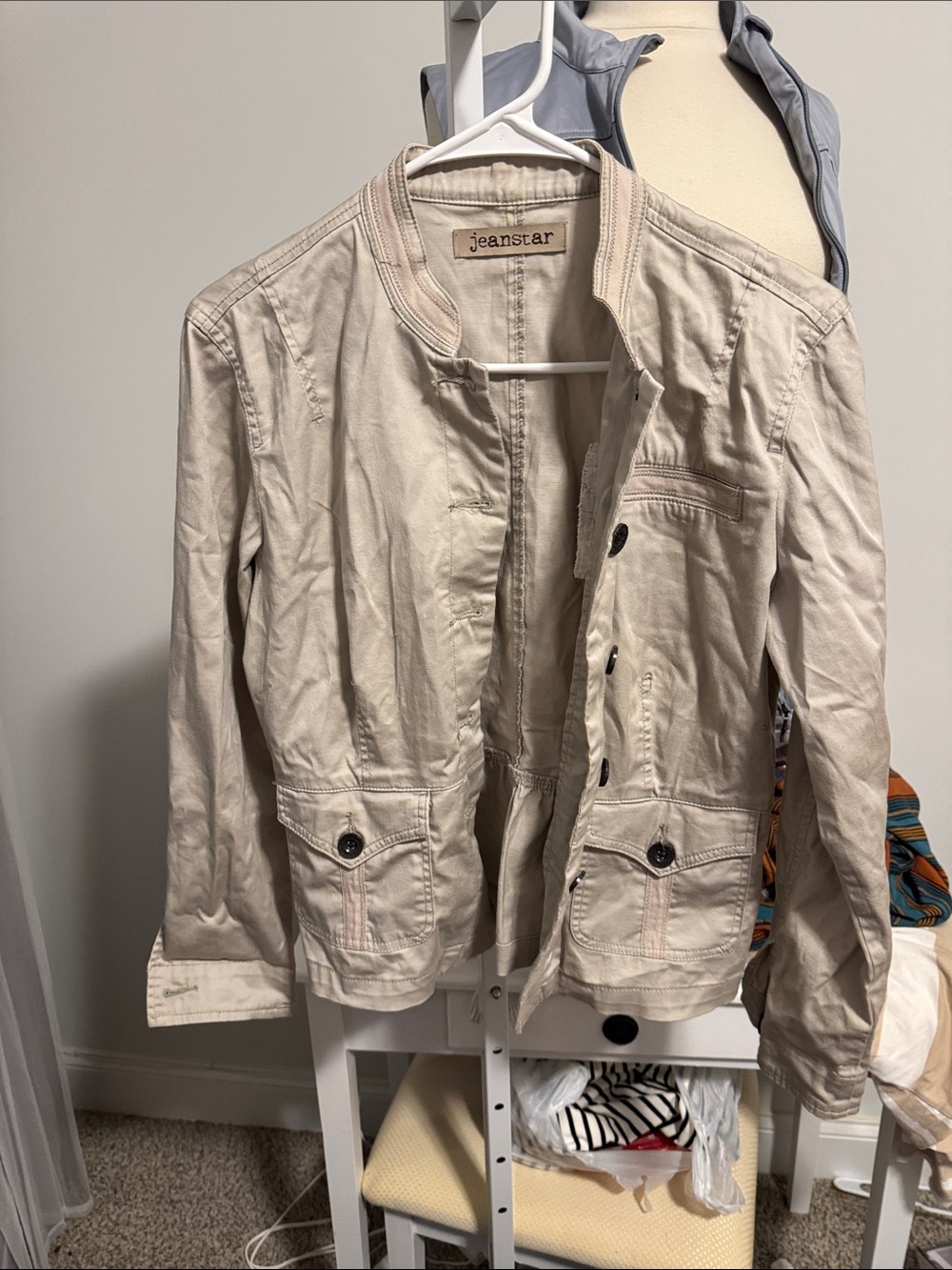 jeanstar Cream Lightweight Utility Jacket